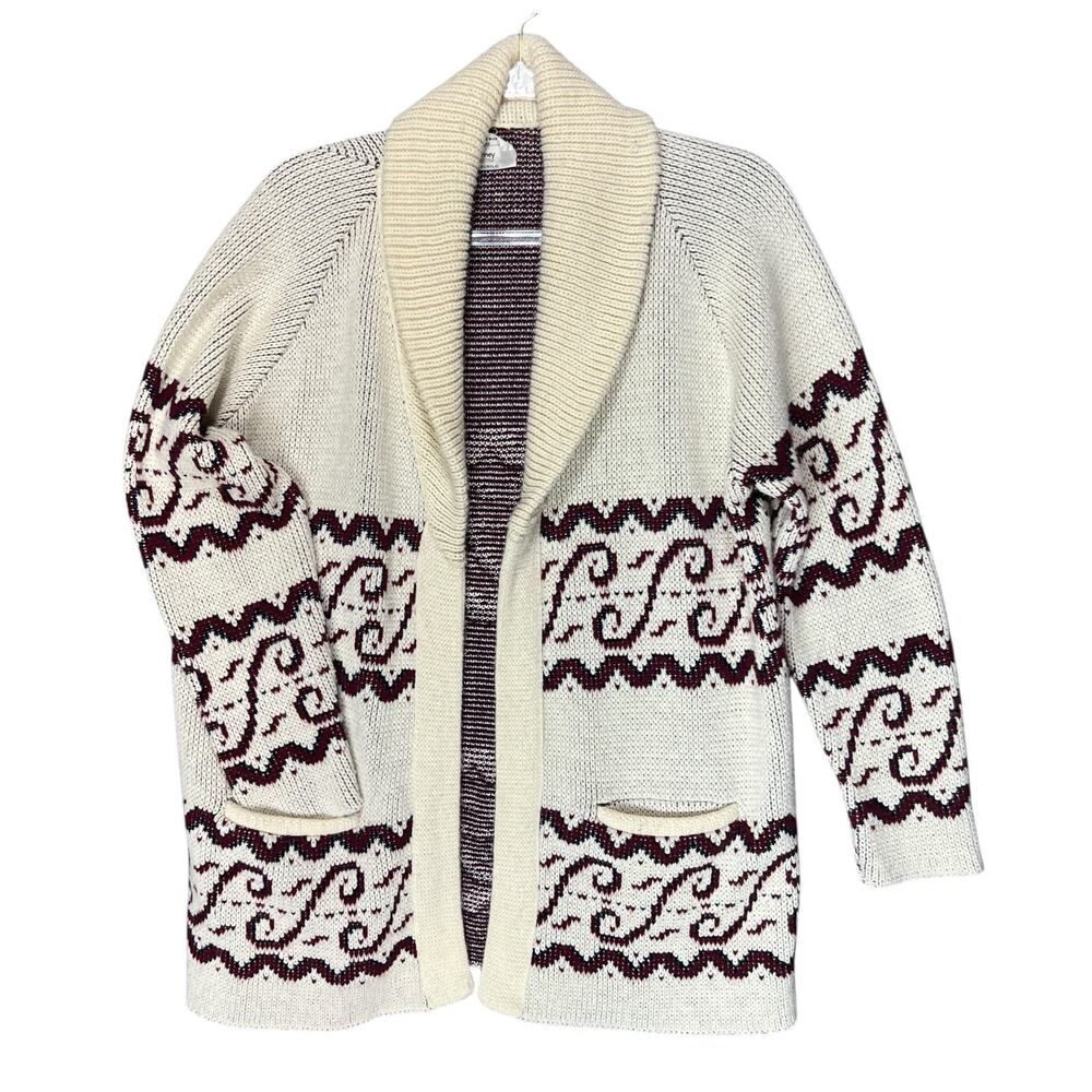 JCPENNEY‎ Womens 70s Chunky Knit Shawl Collar Cardigan Sweater Sz M Cabin Cozy